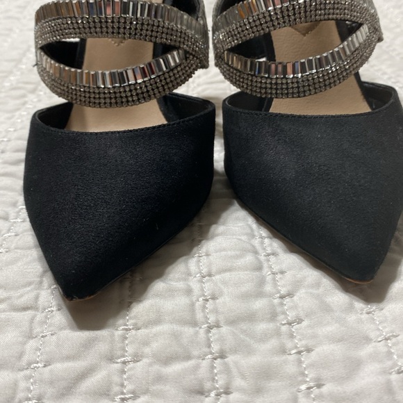 Aldo Noawia Black Suede Rhinestone Heels - Picture 2 of 7